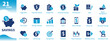© Story - Savings icon. Collection of icons about finance, banking, piggy bank, money, retirement fund. Solid vector icons.