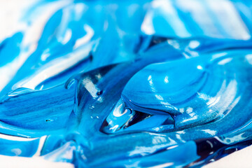 Blue background with oil paint. Abstract acrylic paint texture. Beautiful brushstrokes close-up