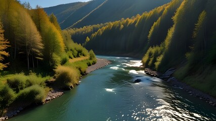 Wall Mural - Crab gorge - small reservoir and stream in Big Sochi region Generative AI