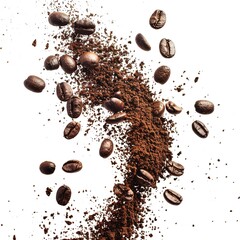 Wall Mural - Flying Coffee Powder Scattered On Transparent 