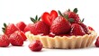 © Soulstarry  - A strawberry tart with heart garnish, romantic dessert, photorealistic, fresh strawberries, isolated on white background