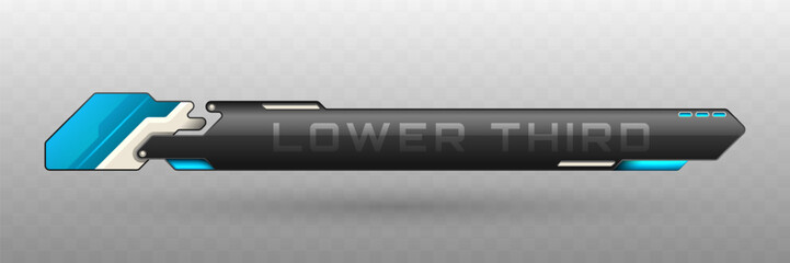 Wall Mural - futuristic lower third banner in metallic black, silver and teal color theme for video screen broadc