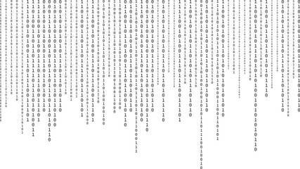 Binary code zero one abstract matrix white background with binary computer code.