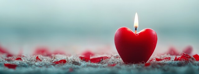 Sticker -  A heart-shaped candle with a central, protruding candle and surrounding petal-like features