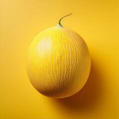 yellow melon isolated on yellow background, square food photography