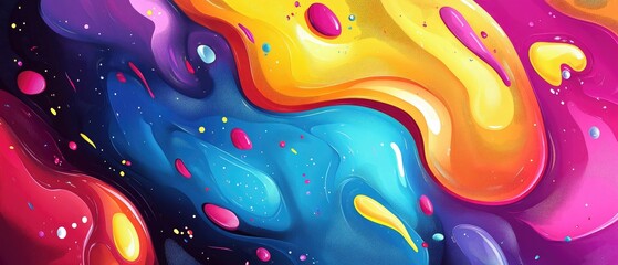 Poster - Line art illustration featuring vibrant colors on an abstract background