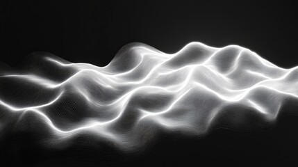 Wall Mural - Line art illustration featuring a luminous wave with flowing smoky wavy lines