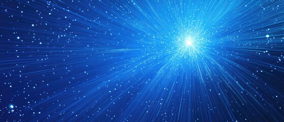 Fototapete - Abstract blue background featuring a star explosion in line art style