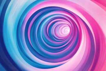 Poster - abstract spiral tunnel design in hypnotic shades of pink and blue featuring a captivating line art i