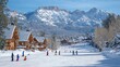 © Eduards V. - Picturesque Ski Resort with Snow-Covered Chalets and Majestic Mountains