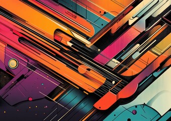 Colorful abstract line art illustration featuring a modern urban aesthetic designed for a sleek futuristic presentation background with smooth and creative effects