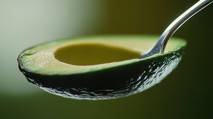 Canvas Print - Avocado Slice Closeup with Green Background