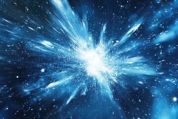 Poster - abstract blue background featuring a glossy explosion star with dynamic lines creating a visually st