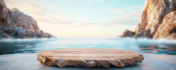 Poster - Wooden Platform by the Sea at Sunset.