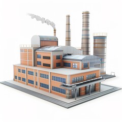 Sticker - 3d illustration of industrial building isolated 