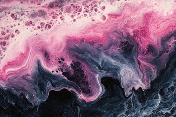 Wall Mural - Abstract oil painting featuring a pink ink and water design in a marble style showcasing a blend of colors and textures