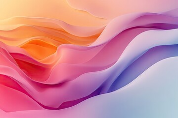 Poster - Colorful abstract waves blend in shades of pink, orange, and blue, creating a soothing and dynamic visual experience.