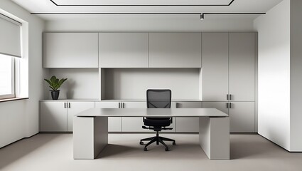 A modern office interior with a minimalist design and natural light.  Business conference company background