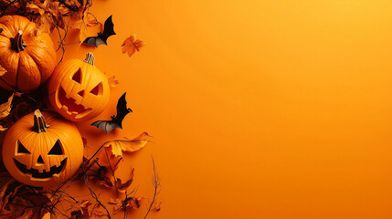 Blank orange background with a few Halloween elements on the sides