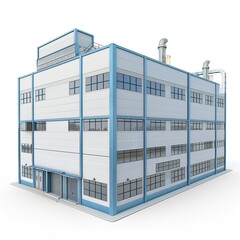 Poster - 3d illustration of industrial building isolated on white background 