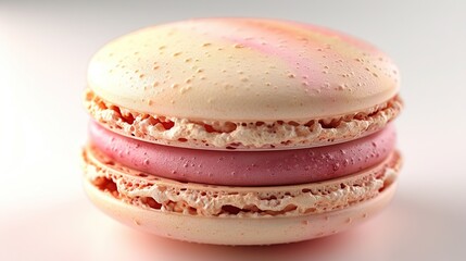 Wall Mural - Close-up of a Delicate Pink Macaron with Filling