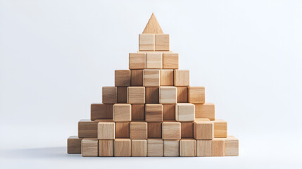 Wall Mural - Wooden Blocks Stacked in a Pyramid Shape, Representing Growth and Success