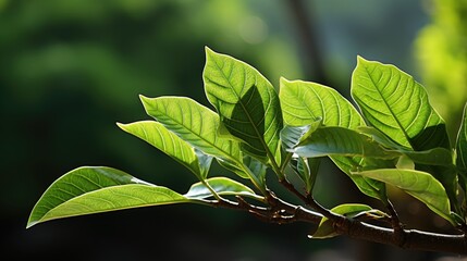 Sticker - green leaves on a branch