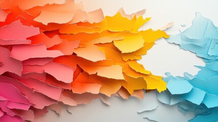 Sticker - A colorful paper torn into pieces with a white background, AI