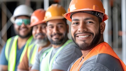 construction group of puerto rican male and female construction professionals