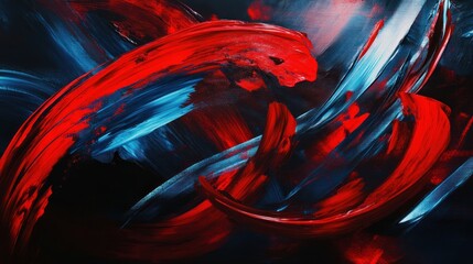 Wall Mural - Abstract Art: Red and Blue Swirls