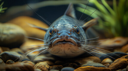 Wall Mural - Close Up of a Catfish with Barbels in a Freshwater Aquarium