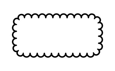 Aufkleber - Rectangle scalloped frame. Scalloped edge square shape border. Simple label and sticker form. Flower silhouette lace frame. Vector illustration isolated on white background.