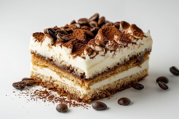 Wall Mural - Delicious Tiramisu Dessert with Coffee Beans