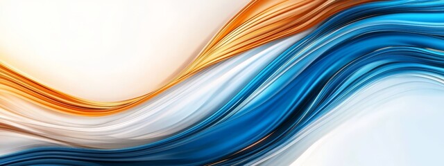 Canvas Print -  A tight shot of a blue-orange wave pattern against a pristine white backdrop, displaying a gentle light reflection within the wave's crest