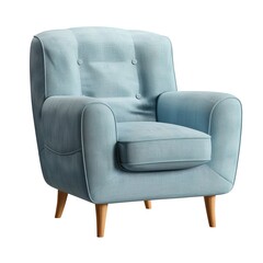 Wall Mural - Light blue comfortable armchair with wooden legs 