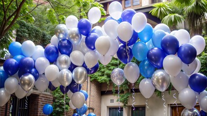 Canvas Print -  blue and white party balloons