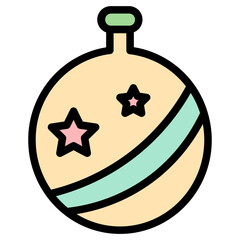 Sticker - balls christmas decor Filled Outline Line