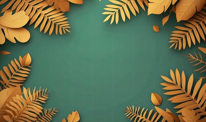 Sticker - A green background with a gold leafy border