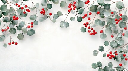 Sticker - A white background with a red and green leafy border