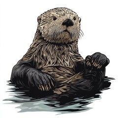 Wall Mural - vector graphic of a cute sea otter
