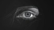 © Iswanto - A close-up of a human eye rendered in a digital style with a network of lines and dots surrounding it, set against a black background.