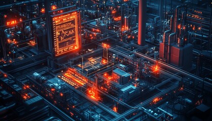 Poster - Visual representation of automation in industrial business processes, highlighting workflow optimization with checkboxes and efficiency indicators