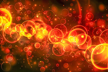 Wall Mural - Abstract background with red and orange bubbles