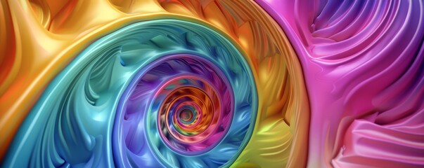 Wall Mural - Dynamic 3D spirals with vibrant colors, 4K hyperrealistic photo