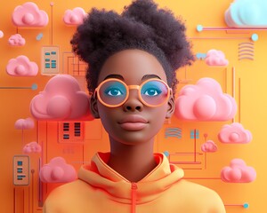 Poster - 3D illustration of African American woman Coco