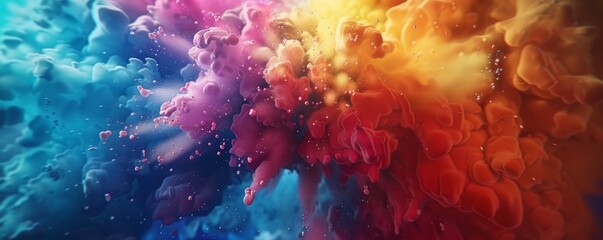 Wall Mural - vivid light bursts with intense hues, 4k hyperrealistic photo