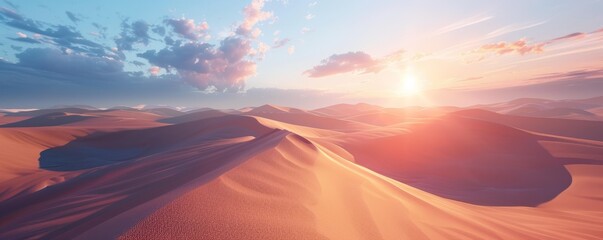 Sticker - Desert dunes with shadows and sunset light, 4K hyperrealistic photo,