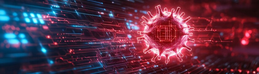 Poster - Futuristic digital abstract background with vibrant colors, showcasing technology, speed, and innovation in a unique visual style.
