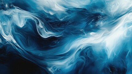 Wall Mural - Dynamic abstract representation of a river flow, with swirling blues and silvers capturing its energy and movement