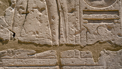 ancient hieroglyphs on a stone wall in egypt